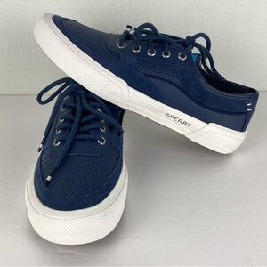 Sperry Men's Navy Blue And White Soletide Lace-up Sneakers Size 8